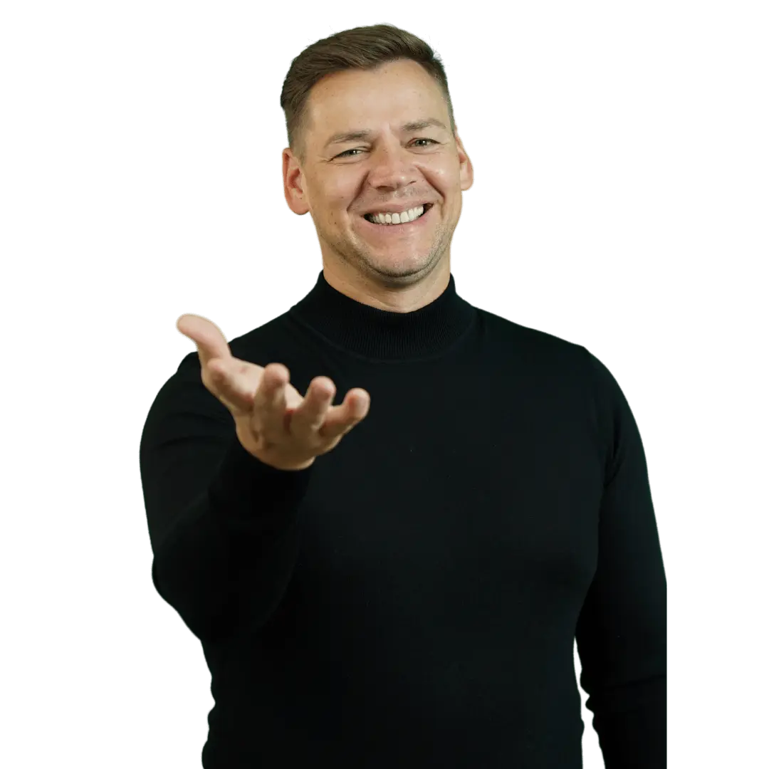 Marcel Rosenbach mit ausgestreckter Hand