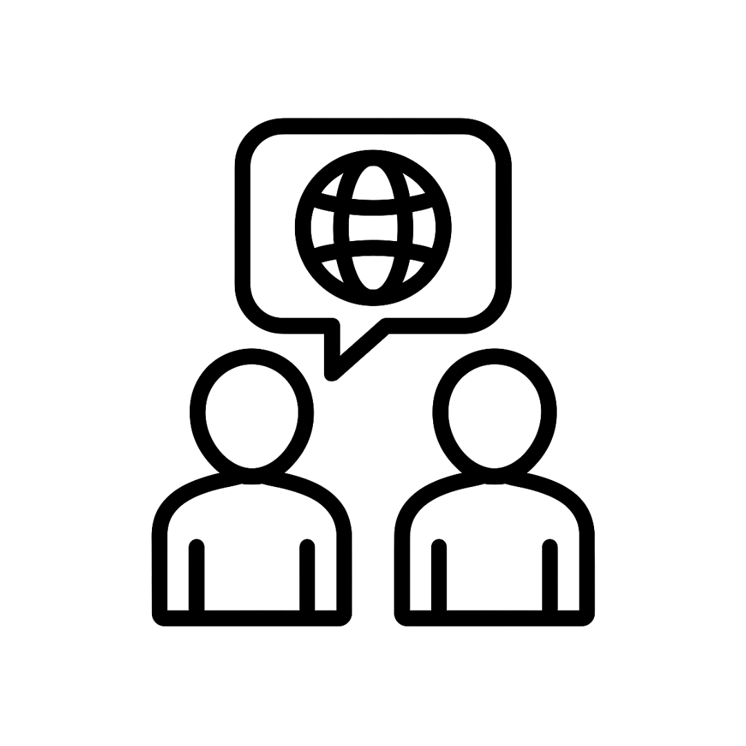 Icon Personen sprechen in Fremdsprache